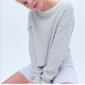 -TNA Light blue gray long sleeve Waffle Shirt  #WAF3-10245-21-Small As Is